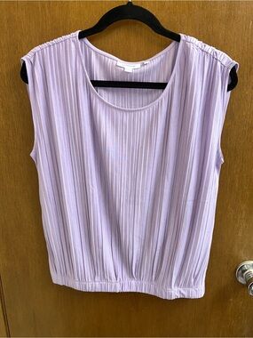 NWOT Chico’s Lavender Pleated Bubble Hem Tee